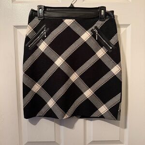 WHBM Black Plaid Zip-Pocket Mini Skirt